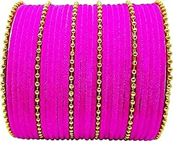 Mahakal glass bangle febric glass chain bangles set for women or girls (pack of 96) (2.6, Megenta)-thumb1