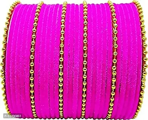 Mahakal glass bangle febric glass chain bangles set for women or girls (pack of 96) (2.6, Megenta)-thumb2