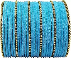 Mahakal glass bangle febric glass chain bangles set for women or girls (pack of 96) (2.2, Sky-blue)-thumb2