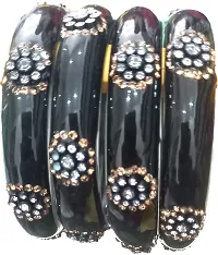 Mahakal ji Glass bangle zircone stone black colour kada set for women & girls (pack of 4)-thumb2