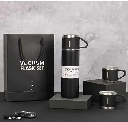 Stainless Steel Vacuum Flask with 2 Steel Cups 500 Ml