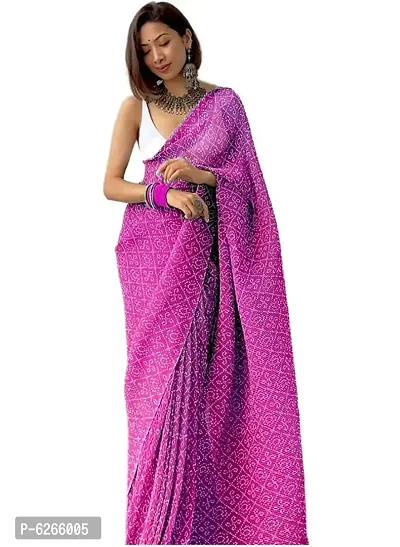 Crushed Printed Organza Saree With Blouse Piece