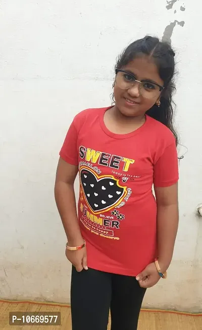 Stylish Fancy Cotton Printed Regular Fit T-Shirts For Girls