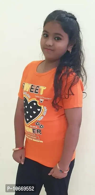 Stylish Fancy Cotton Printed Regular Fit T-Shirts For Girls