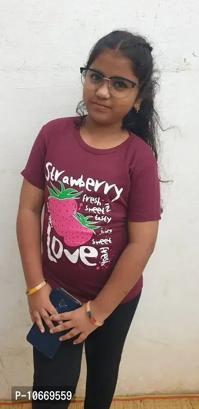 Stylish Fancy Cotton Printed Regular Fit T-Shirts For Girls