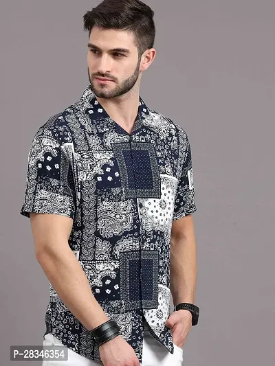 Stylish Multicoloured Polyester Slim Fit Short Sleeves Casual Shirt For Men-thumb3