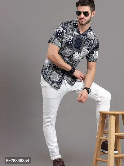 Stylish Multicoloured Polyester Slim Fit Short Sleeves Casual Shirt For Men-thumb2