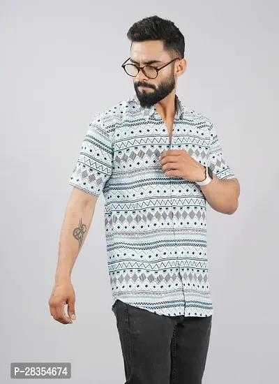 Stylish Cotton Blend Short Sleeves Casual Shirt For Men-thumb3