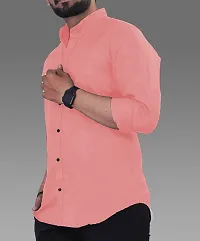 Stylish Peach Cotton Regular Fit Long Sleeves Casual Shirt For Men-thumb2