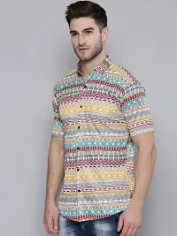 Stylish Multicoloured Polyester Slim Fit Short Sleeves Casual Shirt For Men-thumb2