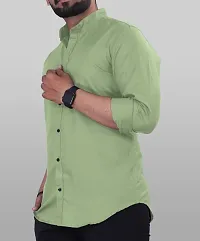 Stylish Green Cotton Regular Fit Long Sleeves Casual Shirt For Men-thumb2