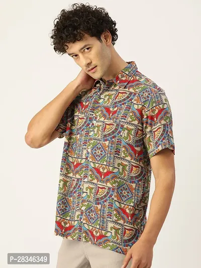 Stylish Multicoloured Polyester Slim Fit Short Sleeves Casual Shirt For Men-thumb3