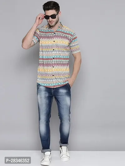 Stylish Multicoloured Polyester Slim Fit Short Sleeves Casual Shirt For Men-thumb2