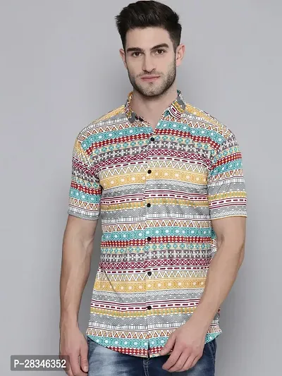 Stylish Multicoloured Polyester Slim Fit Short Sleeves Casual Shirt For Men-thumb0