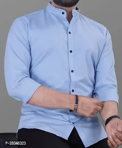 Stylish Blue Cotton Regular Fit Long Sleeves Casual Shirt For Men-thumb0