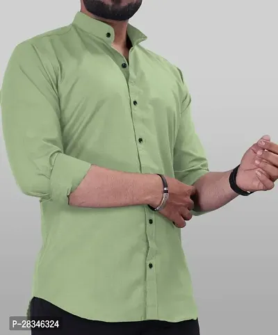 Stylish Green Cotton Regular Fit Long Sleeves Casual Shirt For Men-thumb0