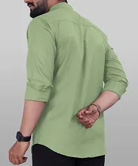 Stylish Green Cotton Regular Fit Long Sleeves Casual Shirt For Men-thumb1