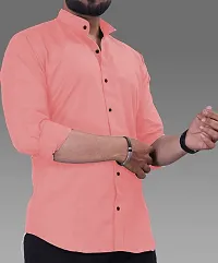 Stylish Peach Cotton Regular Fit Long Sleeves Casual Shirt For Men-thumb4