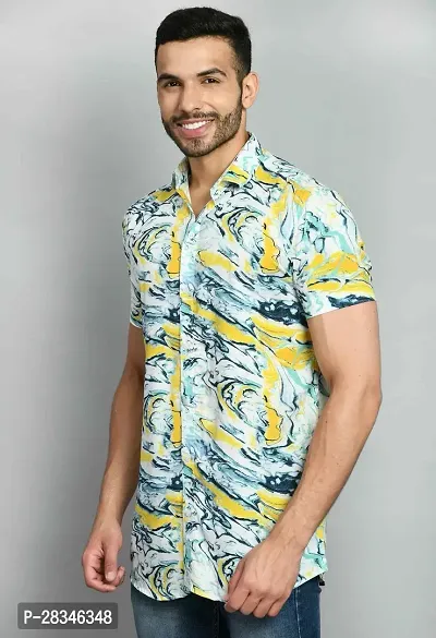 Stylish Multicoloured Polyester Slim Fit Short Sleeves Casual Shirt For Men-thumb3