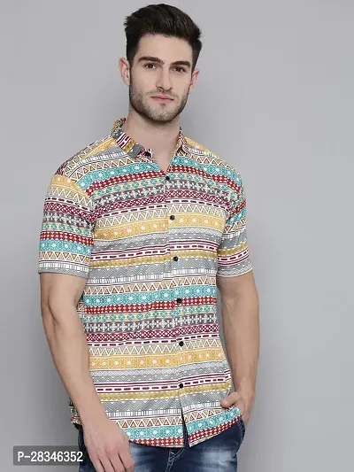 Stylish Multicoloured Polyester Slim Fit Short Sleeves Casual Shirt For Men-thumb4