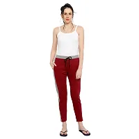 Elite Maroon Cotton Striped Track Pant For Women-thumb4