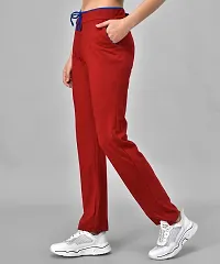 Stylish Cotton Blend Maroon Solid Track Pant For Women-thumb2