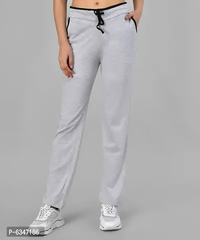 Stylish Cotton Blend Grey Solid Track Pant For Women