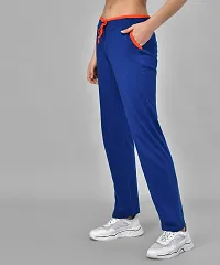 Stylish Cotton Blend Royal Blue Solid Track Pant For Women-thumb2