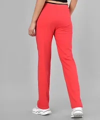 Stylish Cotton Blend Red Solid Track Pant For Women-thumb1