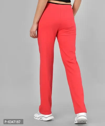 Stylish Cotton Blend Red Solid Track Pant For Women-thumb2