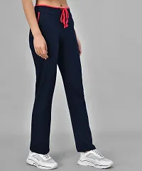 Stylish Cotton Blend Navy Blue Solid Track Pant For Women-thumb2