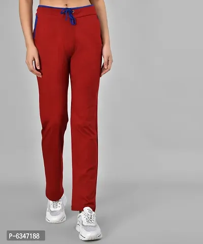 Stylish Cotton Blend Maroon Solid Track Pant For Women