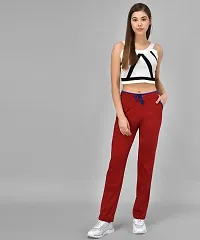 Stylish Cotton Blend Maroon Solid Track Pant For Women-thumb4