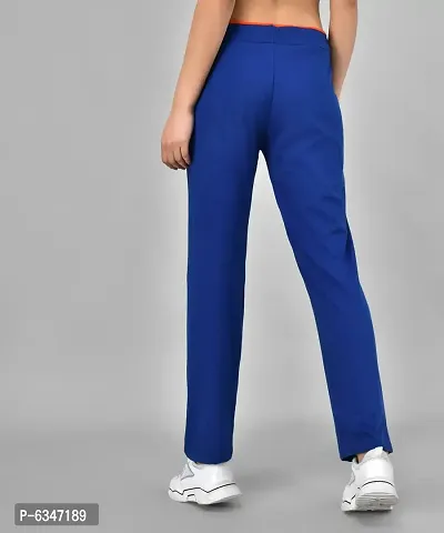 Stylish Cotton Blend Royal Blue Solid Track Pant For Women-thumb2