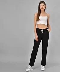 Stylish Cotton Blend Black Solid Track Pant For Women-thumb4
