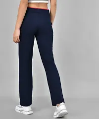 Stylish Cotton Blend Navy Blue Solid Track Pant For Women-thumb1