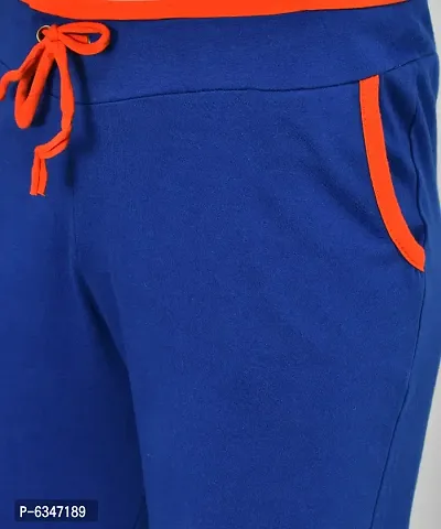 Stylish Cotton Blend Royal Blue Solid Track Pant For Women-thumb4