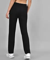 Stylish Cotton Blend Black Solid Track Pant For Women-thumb1