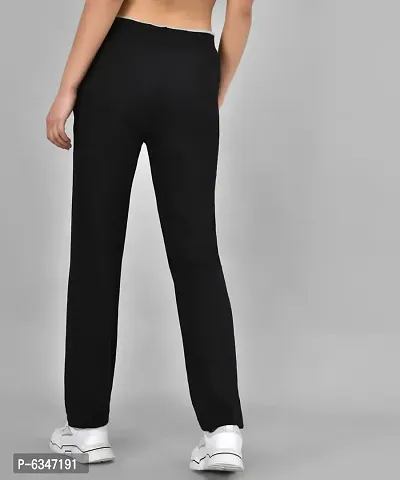 Stylish Cotton Blend Black Solid Track Pant For Women-thumb2