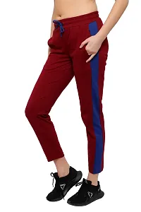 Stylish Cotton Maroon Solid Track Pant For Women-thumb1