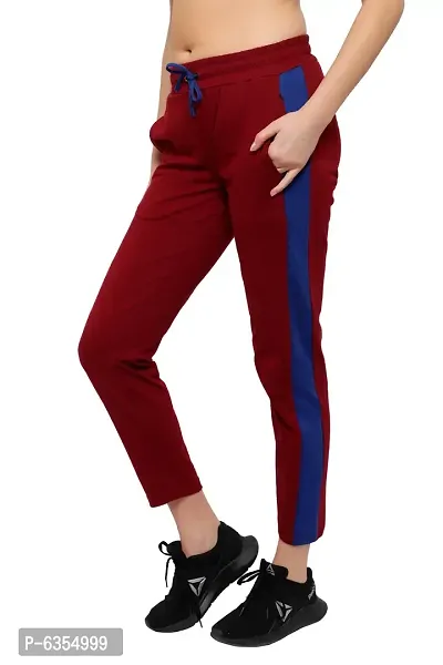 Stylish Cotton Maroon Solid Track Pant For Women-thumb2