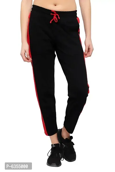 Stylish Cotton Black Solid Track Pant For Women