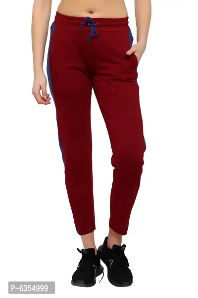 Stylish Cotton Maroon Solid Track Pant For Women-thumb0