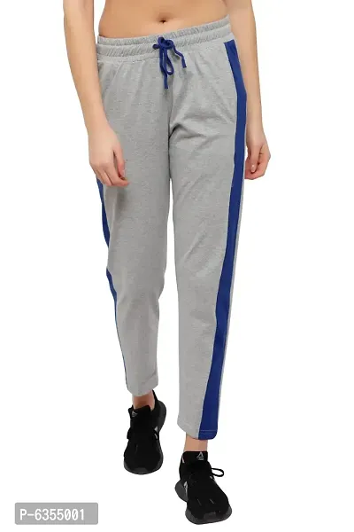 Stylish Cotton Grey Solid Track Pant For Women