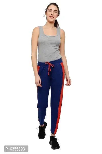 Stylish Cotton Royal Blue Solid Track Pant For Women-thumb5