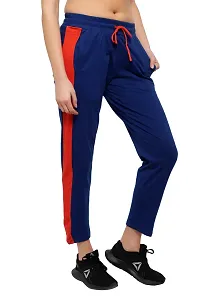 Stylish Cotton Royal Blue Solid Track Pant For Women-thumb1
