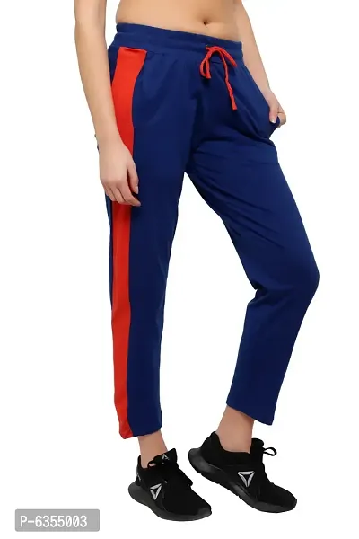 Stylish Cotton Royal Blue Solid Track Pant For Women-thumb2