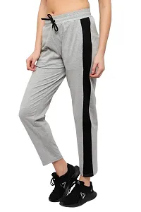 Stylish Cotton Grey Solid Track Pant For Women-thumb1