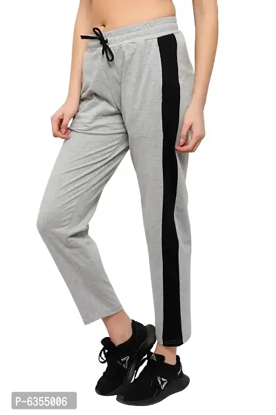 Stylish Cotton Grey Solid Track Pant For Women-thumb2