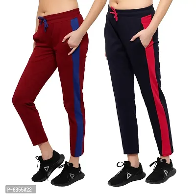 Stylish Cotton Multicoloured Solid Track Pant For Women-Pack Of 2-thumb0
